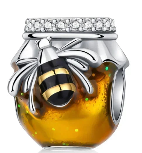 Authentic Luminous Firefly Bee Light Bulb Charm Ring Earrings 925 Sterling Silver DIY Jewelry Gift