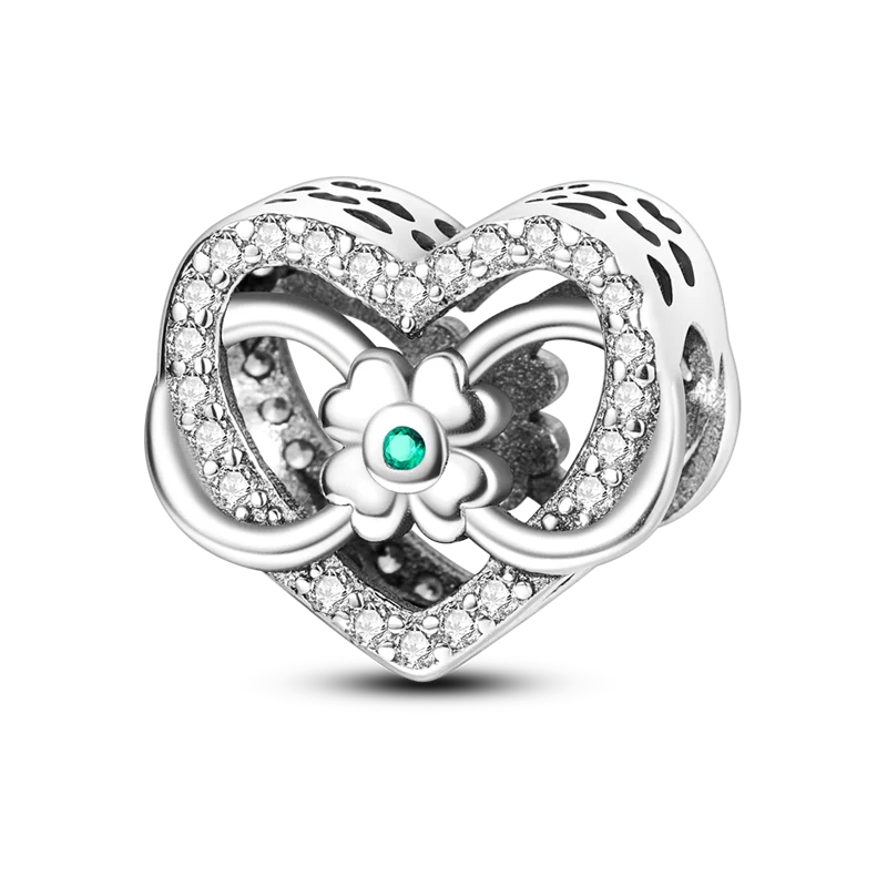 Silver Star Moon Heart Charm Bracelet with CZ Beads and Angel Wing Pendant for Women KTC705