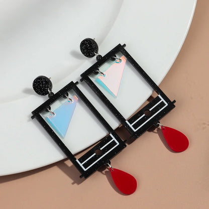 Gothic Blood Guillotine Acrylic Drop Earrings for Women Creative Sequin Knife Design Halloween Jewelry Gift