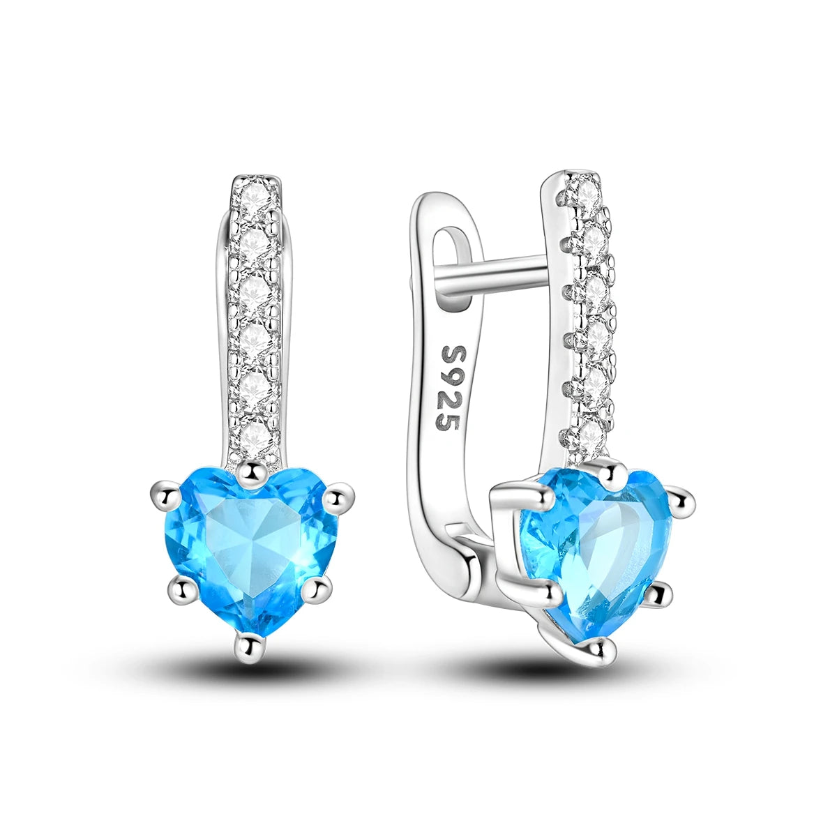 Sterling Silver Heart Zircon Hoop Earrings for Women