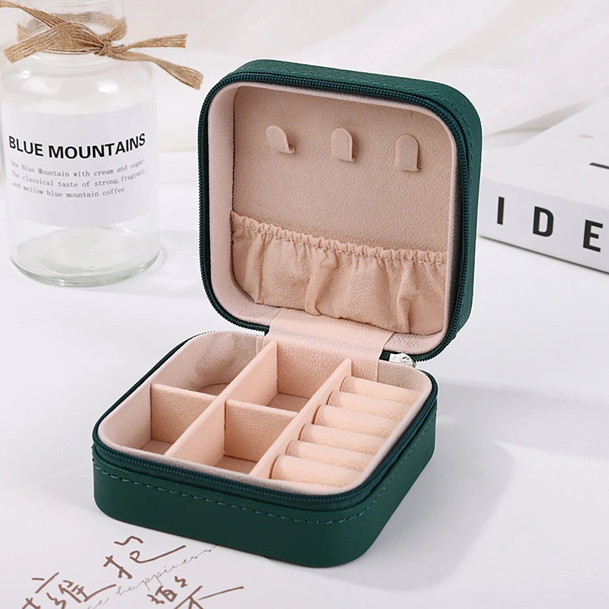 Travel-Friendly PU Leather Jewelry Organizer - Compact Storage Box for Bracelets, Earrings & Rings