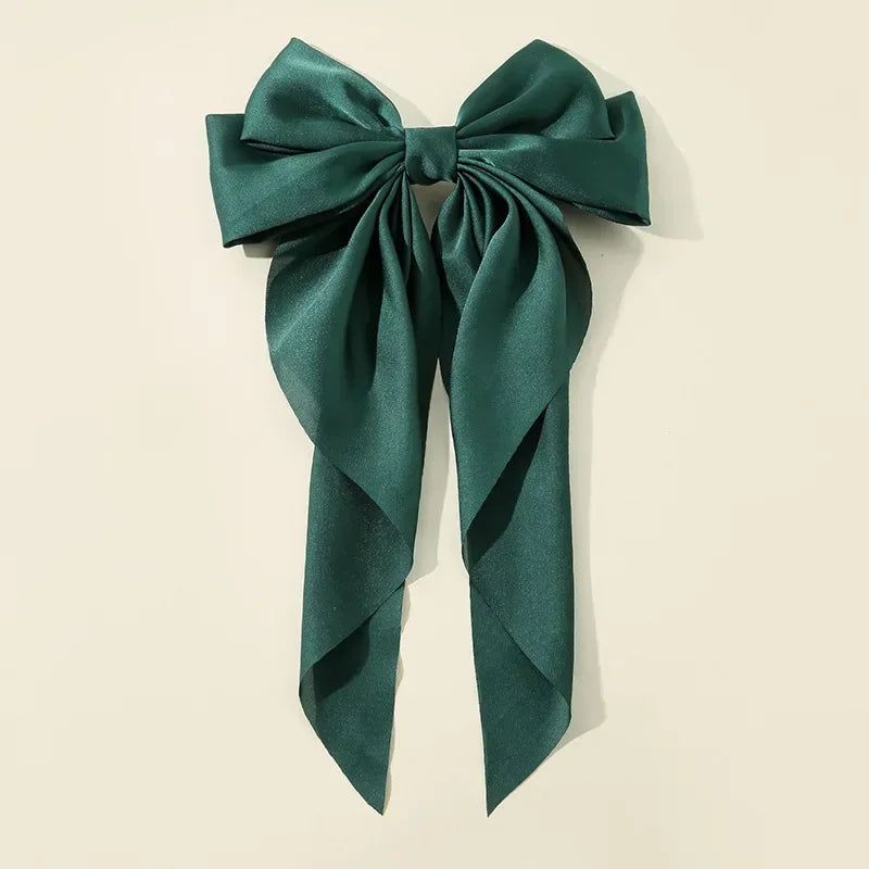Korean Satin Big Bow Hair Clips For Women And Girls