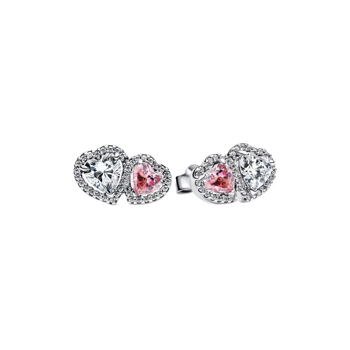 925 Sterling Silver Heart Jewelry Set With Colorful Zircon Sparkling Ring Earrings and Necklace for Women Gift