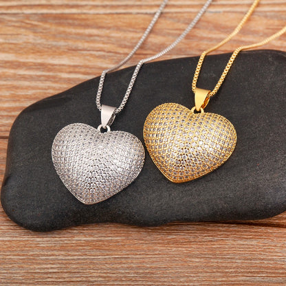 Retro Love Heart Pendant Necklace for Women and Men - Adjustable Valentine's Day Choker Jewelry Gift