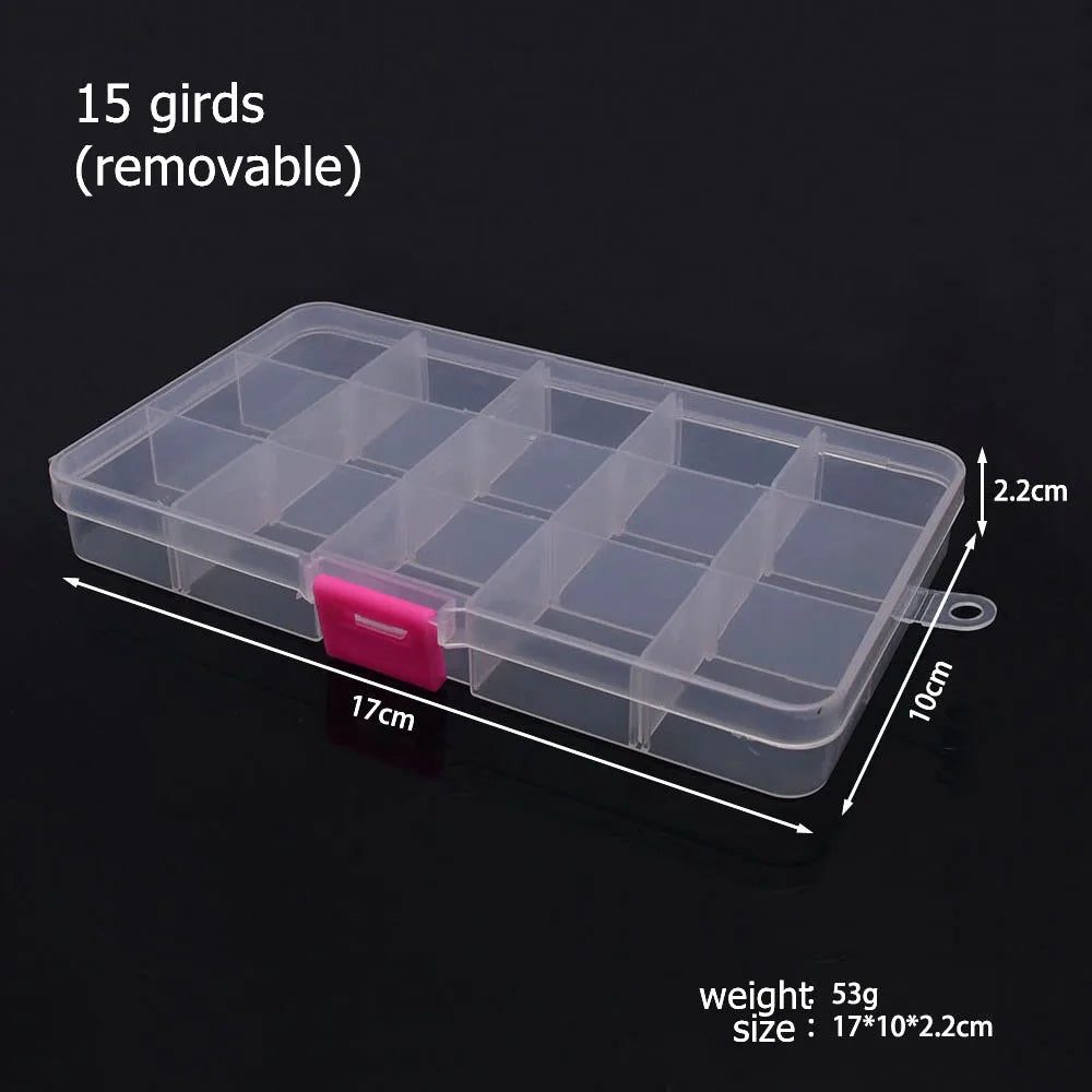 Ultimate Jewelry Organizer 6-32 Compartment Plastic Storage Box with Dividers for Beads and Crafts 15 girds removable