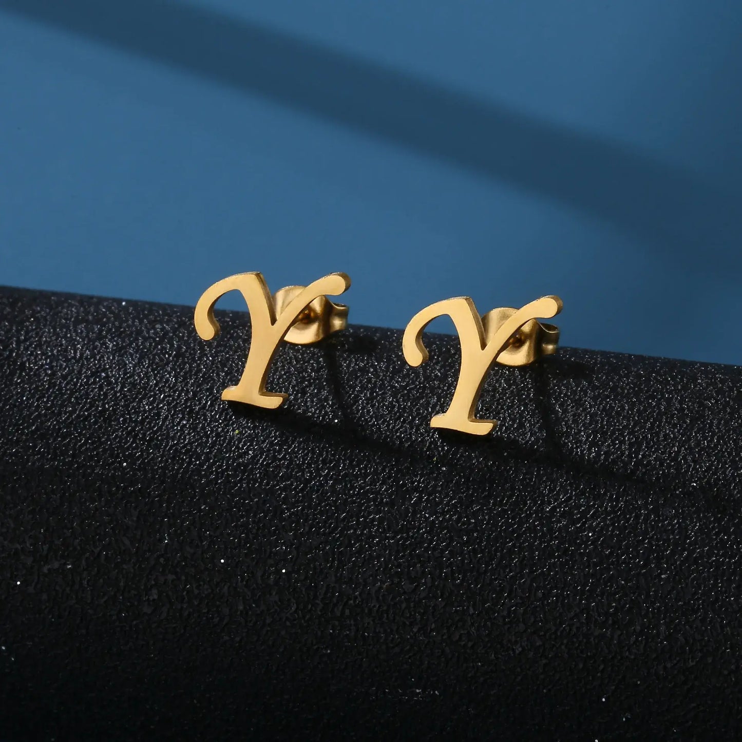 Tiny Stainless Steel Initial Letter Stud Earrings Gift Y