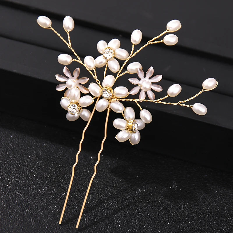 Elegant Crystal Pearl Rhinestone Hairpins for Women Bridal Party Accessories