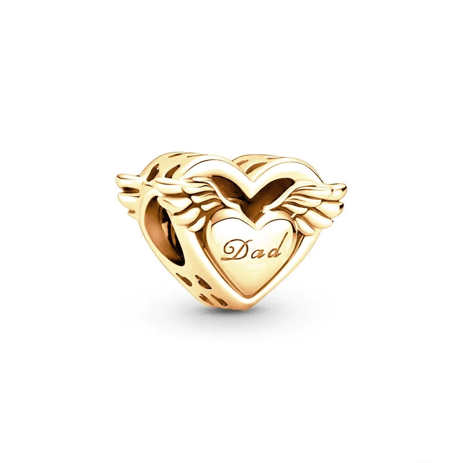 Gold Plated Pink Daisy And Clear Heart Charm Bead 925