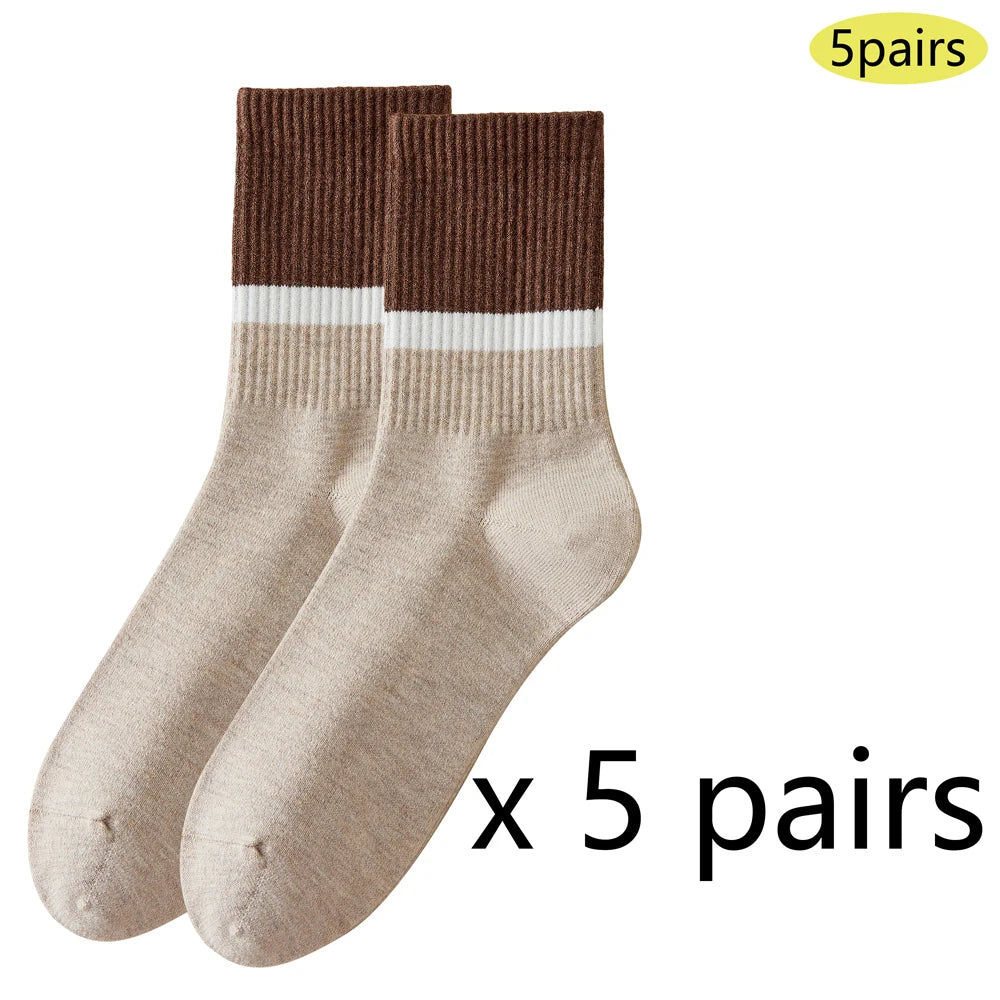 5 Pairs Antibacterial Thermal Wool Socks Men Thick Crew