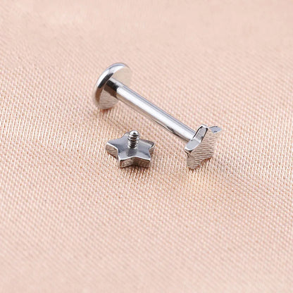 G23 Titanium Stud Earrings with Star Moon Cross Design for Cartilage Piercing Jewelry