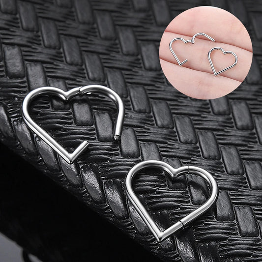 Steel Heart Shape Hinged Septum Clicker Tragus Cartilage Piercing Jewelry