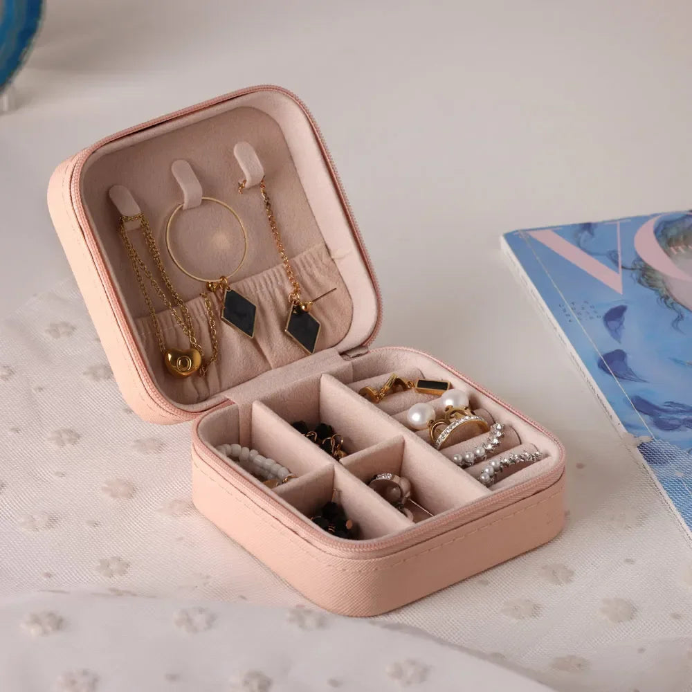 Travel Jewelry Organizer PU Leather Case for Earrings, Necklaces, Rings