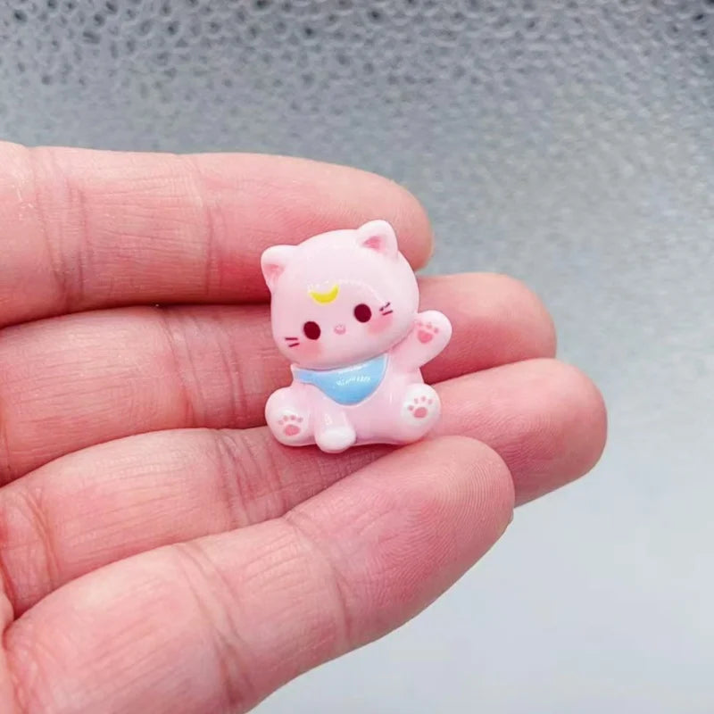 Miniature 3D Cartoon Cat Resin Charms Set for DIY Jewelry and Keychain Creations