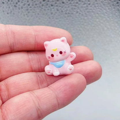 Miniature 3D Cartoon Cat Resin Charms Set for DIY Jewelry and Keychain Creations