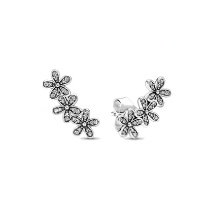 European 925 Silver Blue Snowflake Moon And Heart Zircon Stud Earrings For Women Holiday Exquisite Charm Jewelry