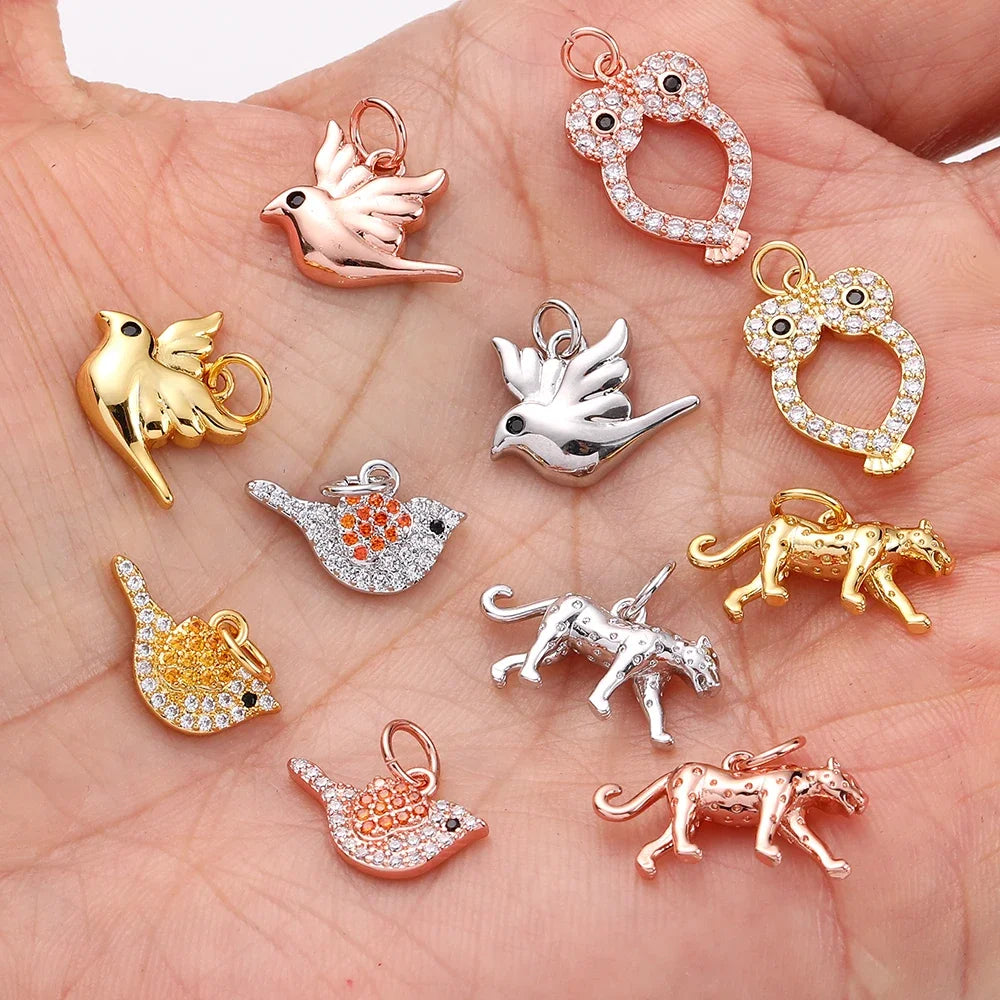 Charming Gold Moon Flower Bird Pendant for DIY Jewelry Making