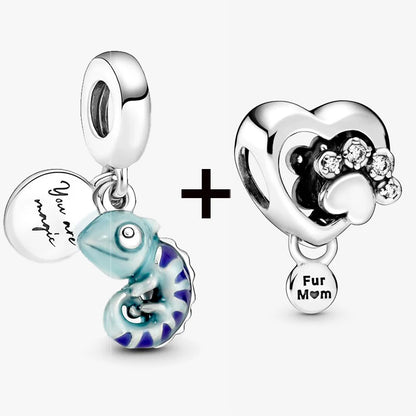 Chameleon and Turtle Pendant Beads for Charm Bracelets Jewelry Gift BD26