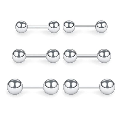 3 Pairs Unisex Stainless Steel Barbell Stud Earrings Minimalist Ball Design for Men and Women