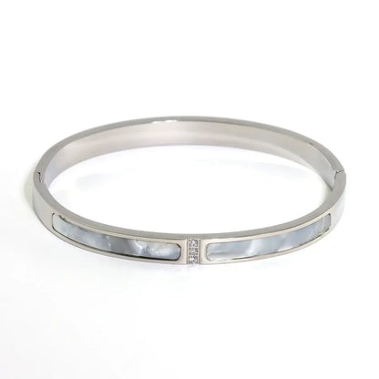 New Waterproof Cubic Zirconia Heart Flower Bangles Jewelry for Women BR8379-Silver CHINA