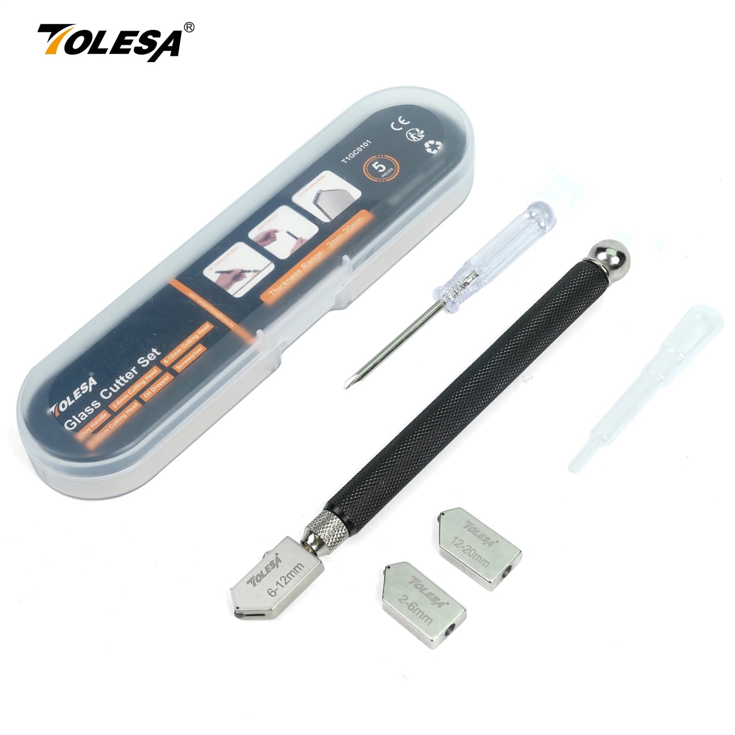 TOLESA Premium Glass Cutter Kit with Automatic Oil Feed - Perfect for Mirrors, Tiles & Mosaics Glass Cutter Kits CHINA