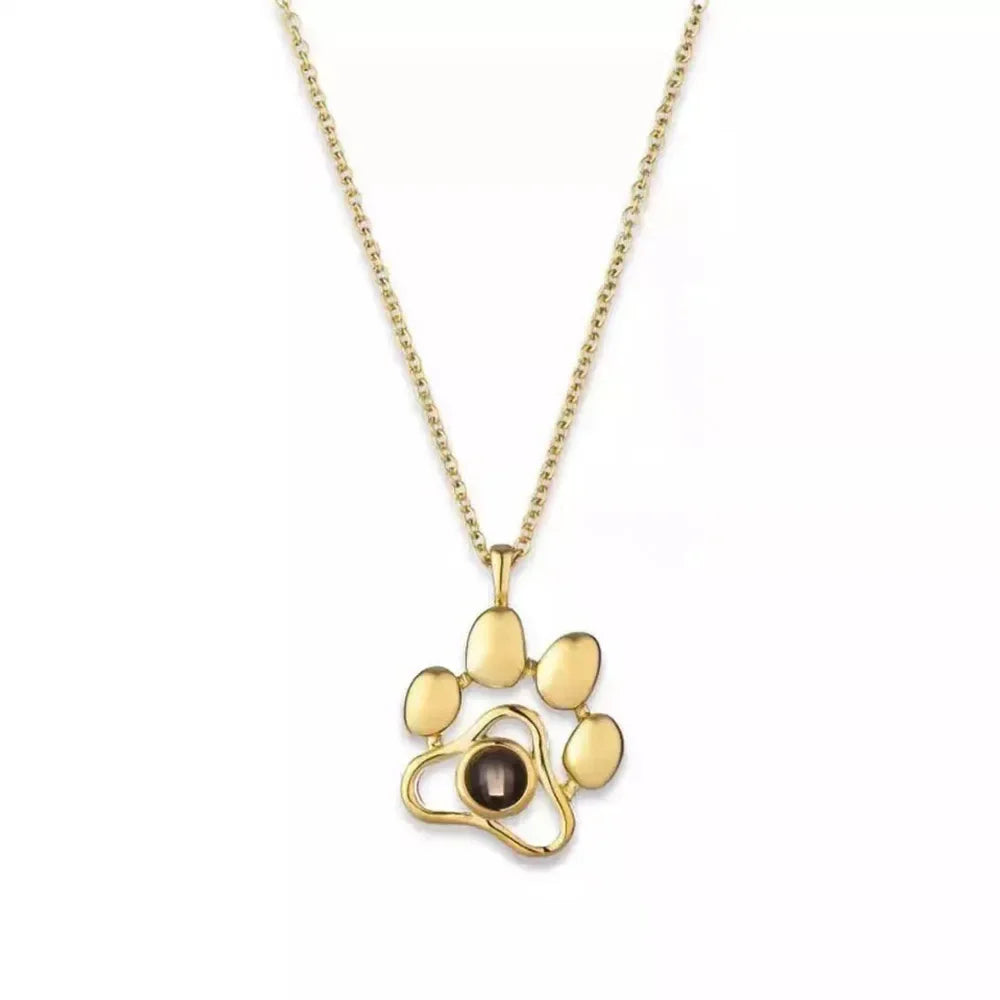 100 Languages I Love You Paw Print Projection Necklace for Women