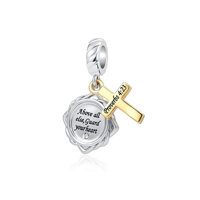 925 Sterling Silver Nurse Cross DIY Charms Beads Zircon