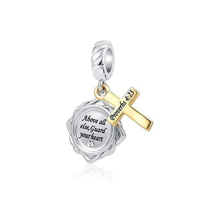 925 Sterling Silver Nurse Cross DIY Charms Beads Zircon