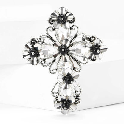 Rhinestone Cross Brooches for Women Stylish Floral Pins Perfect for Parties and Gifts