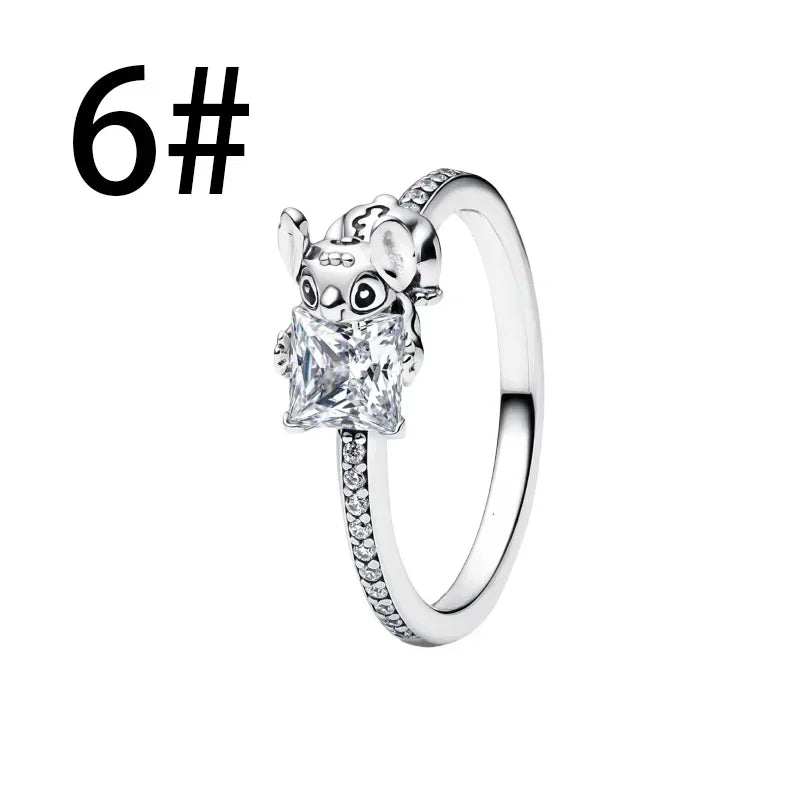 925 Sterling Silver Mermaid Angel Crown Charm Set with Zircon Beads Ring Earrings and Bracelet Jewelry Collection 2025