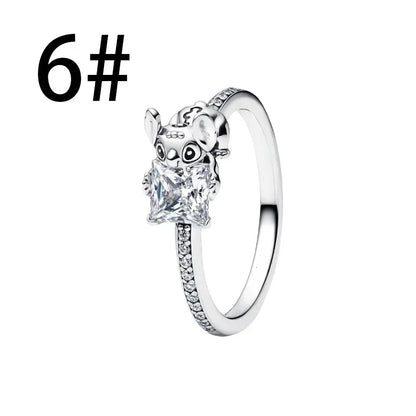 925 Sterling Silver Mermaid Angel Crown Charm Set with Zircon Beads Ring Earrings and Bracelet Jewelry Collection 2025