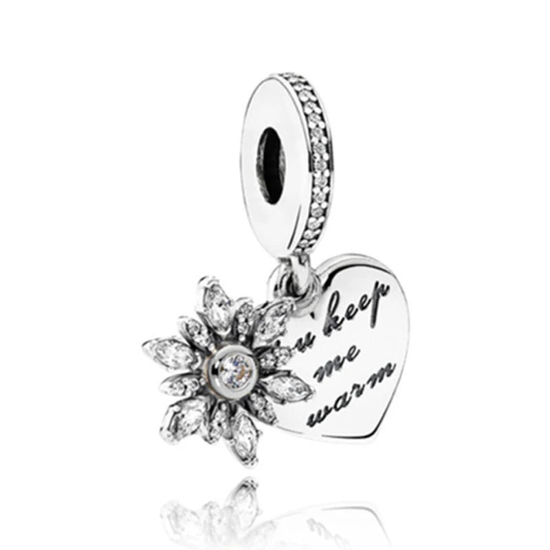 Elegant 925 Sterling Silver Bow Charm with Zircon for Mother's Day Bracelet