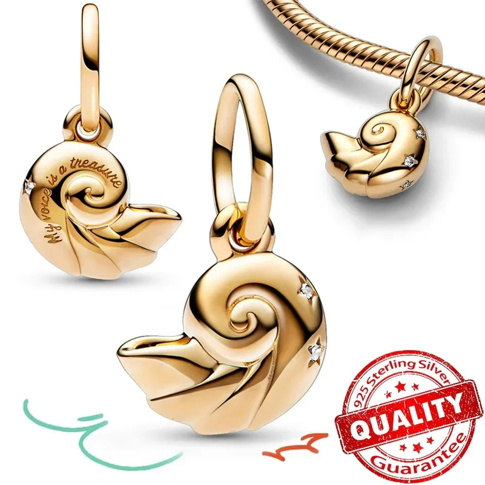 925 Sterling Silver Gold Heart and Maple Leaf Charms Sparkling Zircon Pendant for Women DIY Bracelet Fine Jewelry Gift
