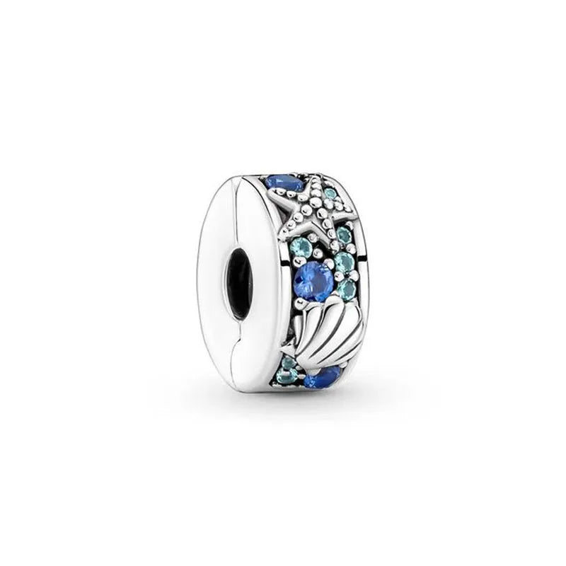 Spring 2025 925 Sterling Silver Blue Flower Butterfly Pendant DIY Charm Bead for Bracelet Necklace Jewelry for Women