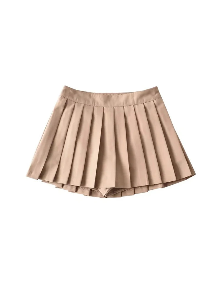 Summer High Waist Pleated Mini Skirt For Women White Black