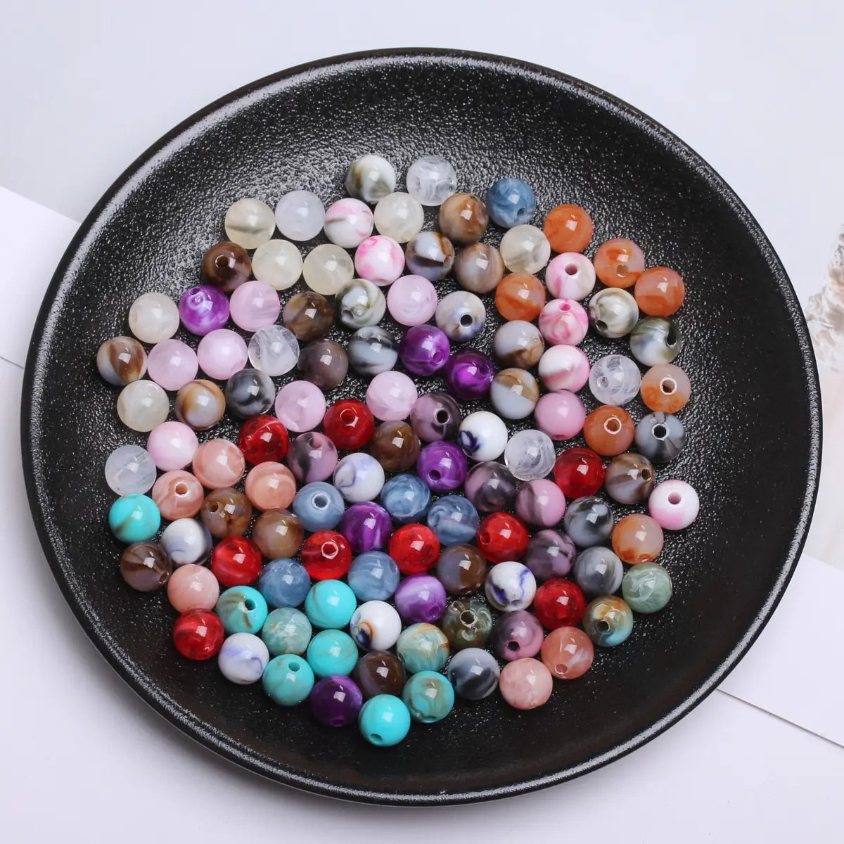 Fashion Round Resin Beads 8mm Imitation Jade for Jewelry Making 50 Pcs