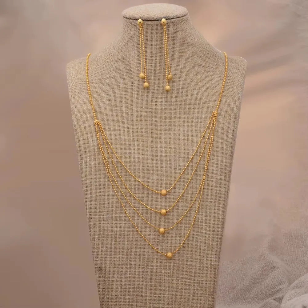 Dubai Gold Color African Jewelry Set for Women and Girls - Elegant Arabic Indian Wedding Necklace and Earrings
