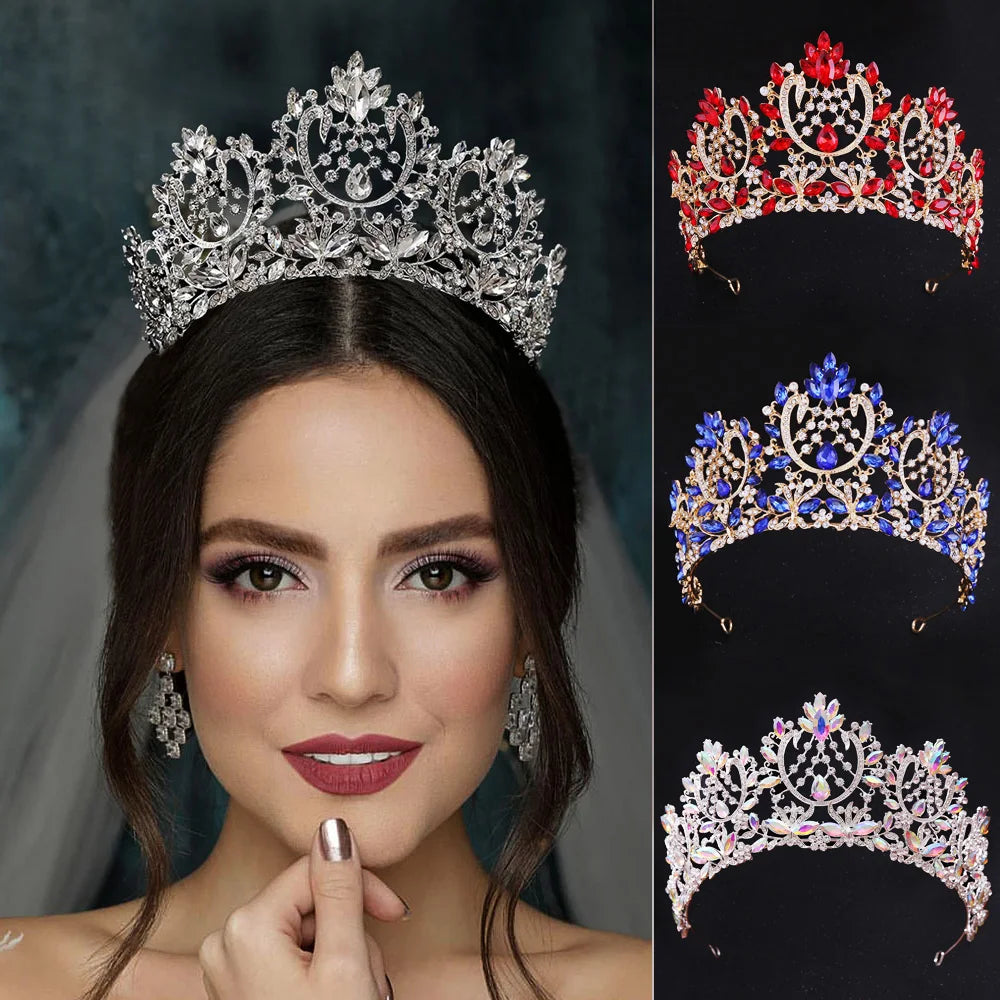 Baroque Crystal Rhinestone Tiara - Vintage Bridal Crown for Weddings & Prom