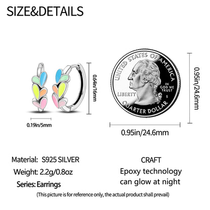 Sterling Silver Heart Zircon Hoop Earrings for Women