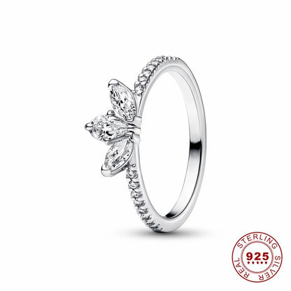 Hot Sale Original 925 Sterling Silver Tiara Heart Wedding Ring with Sun and Moon Design for Women PAR296