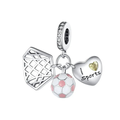 Original 925 Sterling Silver Sports Ball Charms Earrings Beads Pendants for Bracelet Necklace Jewelry Gift