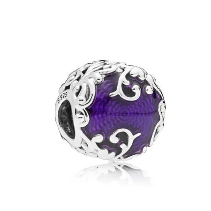 925 Sterling Silver Purple Star Animal Heart Flower Charms Beads for DIY Necklace and Bracelet Jewelry Gift