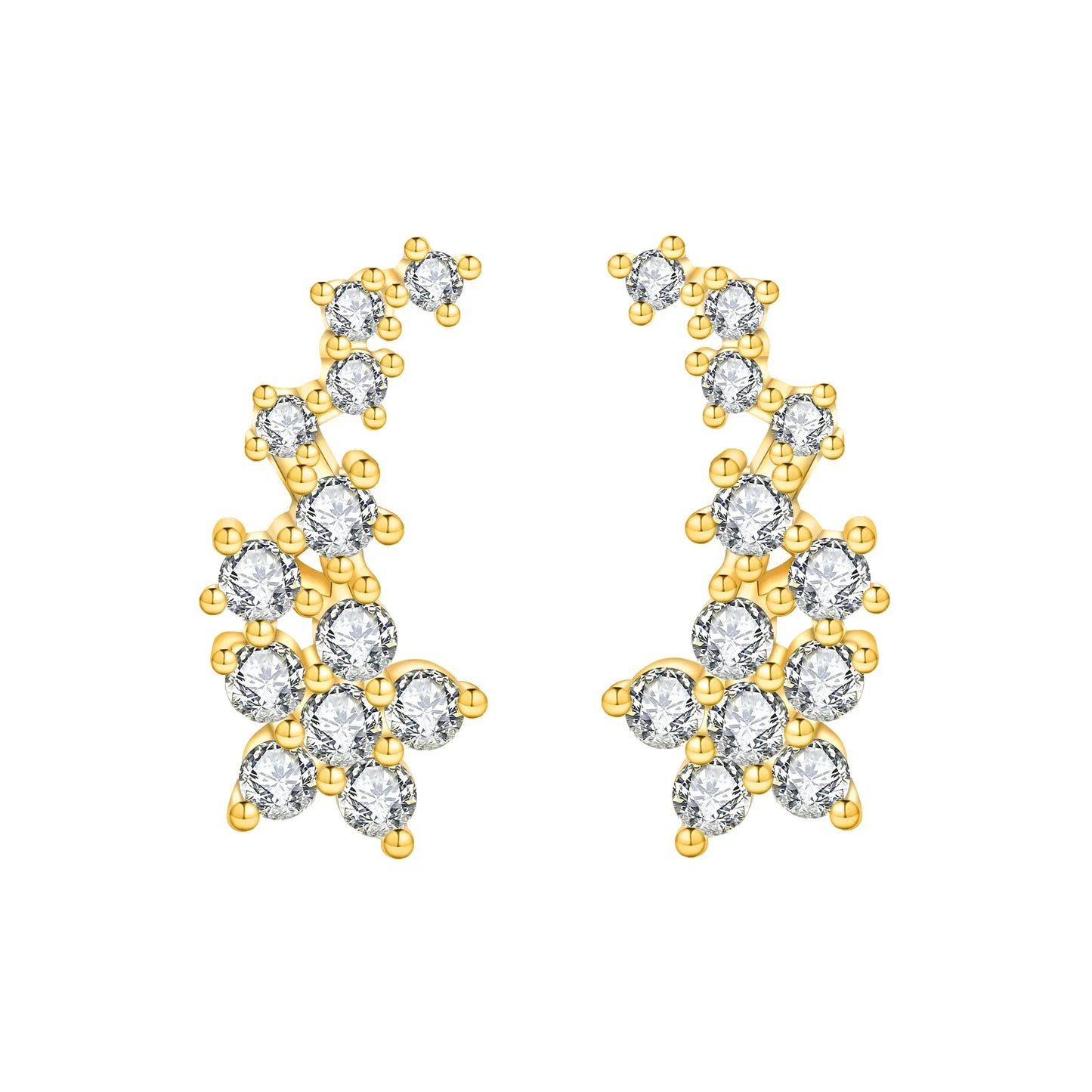 925 Sterling Silver Gold Hoop Earrings Halloween Pumpkin Skull Christmas Tree Zircon Studs for Women DIY Jewelry