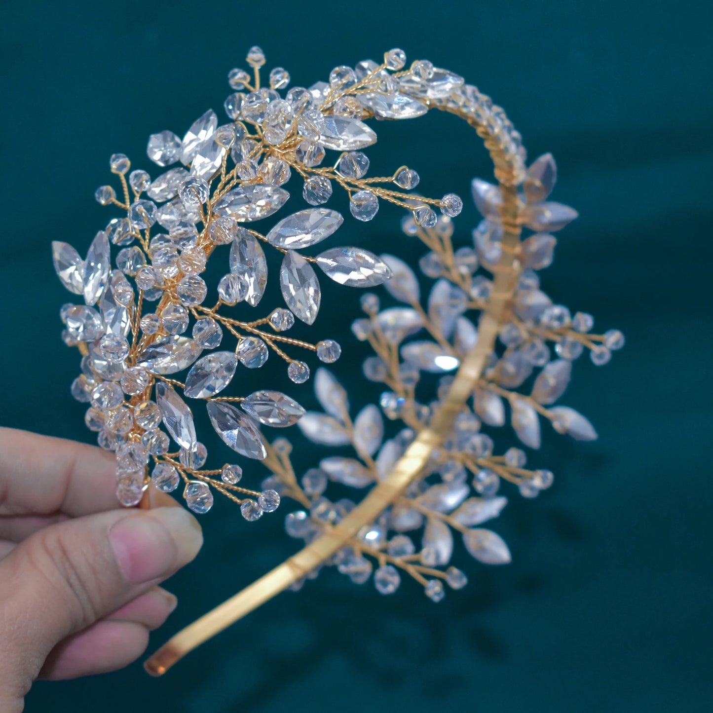 DZ165 Luxury Bridal Crystal Tiara Headband for Weddings and Proms