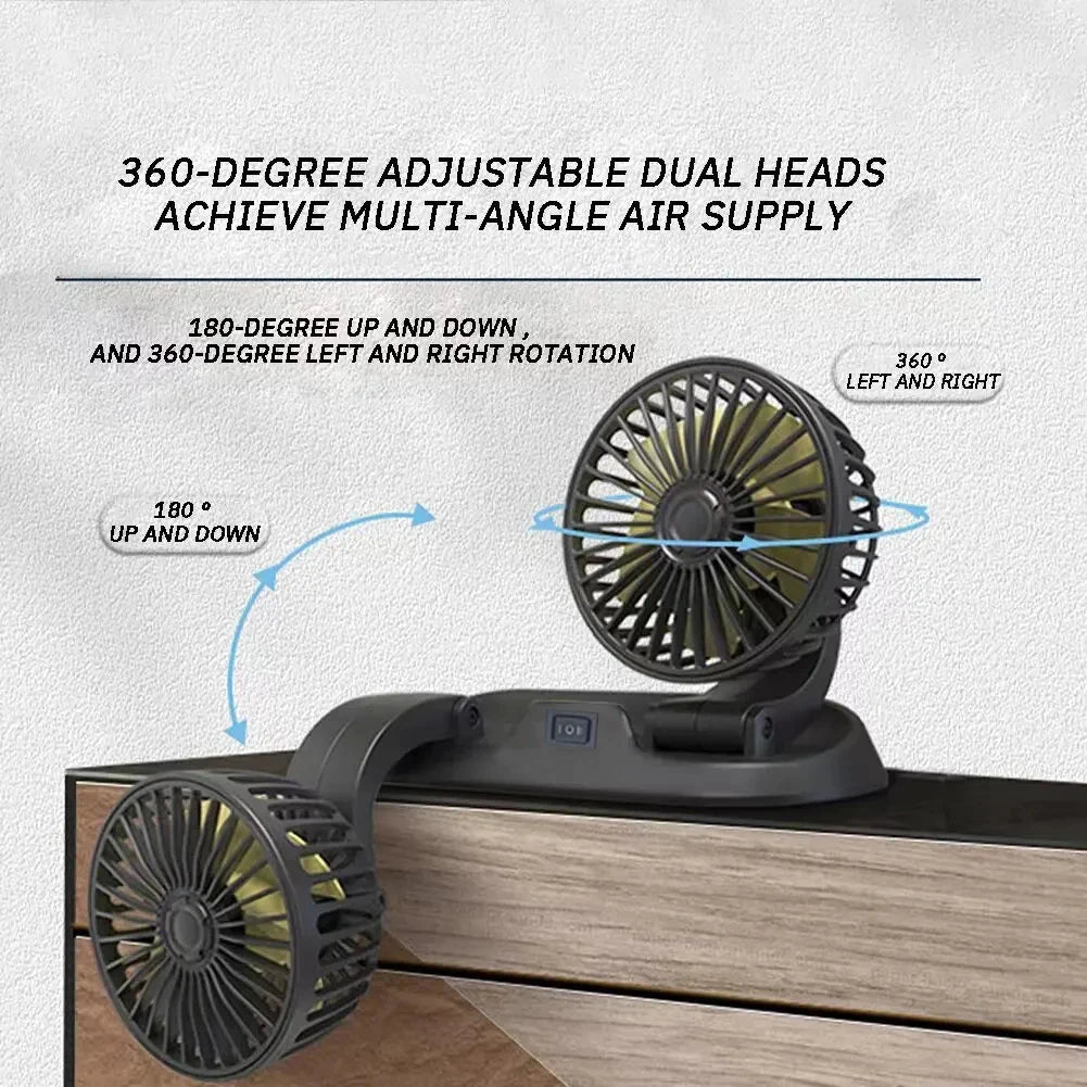 5V 12V 24V Car Fan Dual Head USB Auto Cooler Air Fan