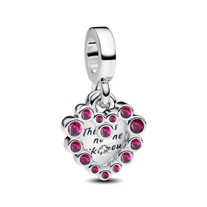 Romantic 925 Sterling Silver Pink Lipstick Heart Bow Rose Flower Zircon Charm Bead for DIY Bracelet Jewelry Gift