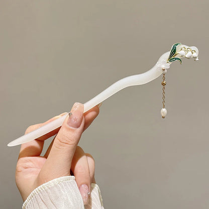 Elegant Chinese Tassel Hair Stick Floral Design Hairpin for Women