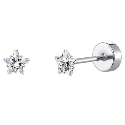 2PCS Set Stainless Steel Heart Moon Stud Earrings for Women Trendy Ear Tragus Cartilage Body Piercing