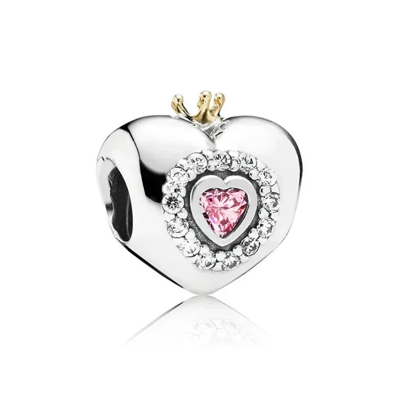 925 Sterling Silver Pink Flower Balloon Coffee Cup Charm Beads for DIY Bracelets Perfect Gift for Women AMC01155