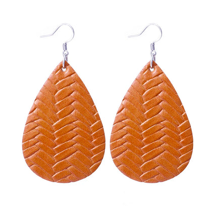 Elegant Faux Leather Teardrop Earrings for Women Lightweight Dangle Fashion Jewelry