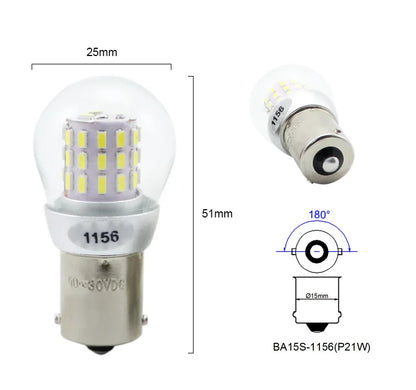 Car LED Bulb P21W and P21/5W 1156 1157 12-24V 6000K White to Amber Error Free Fog Light Side Marker Lamp for Automobiles